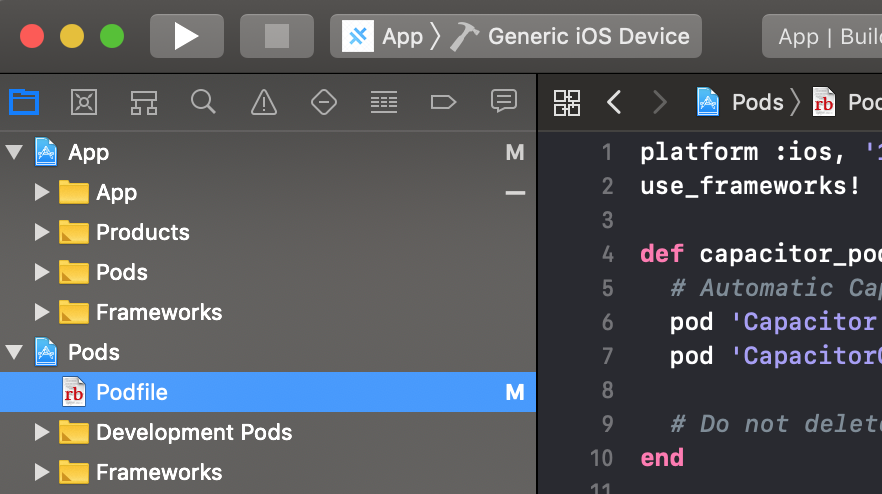 Podfile Location iOS
